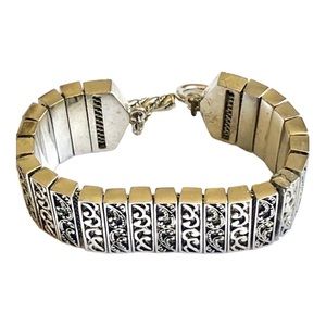 Silver Deco Carved Filigree Bracelet. 7 1/2” 195 retail!